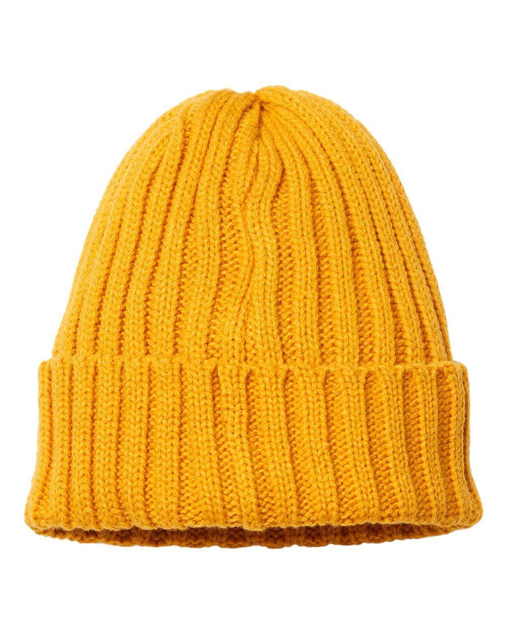 SHORE – Sustainable Recycled Cable Knit Beanie | Custom Beanies with Your Logo in Bulk-Mustard Yellow-Dekni-Creations