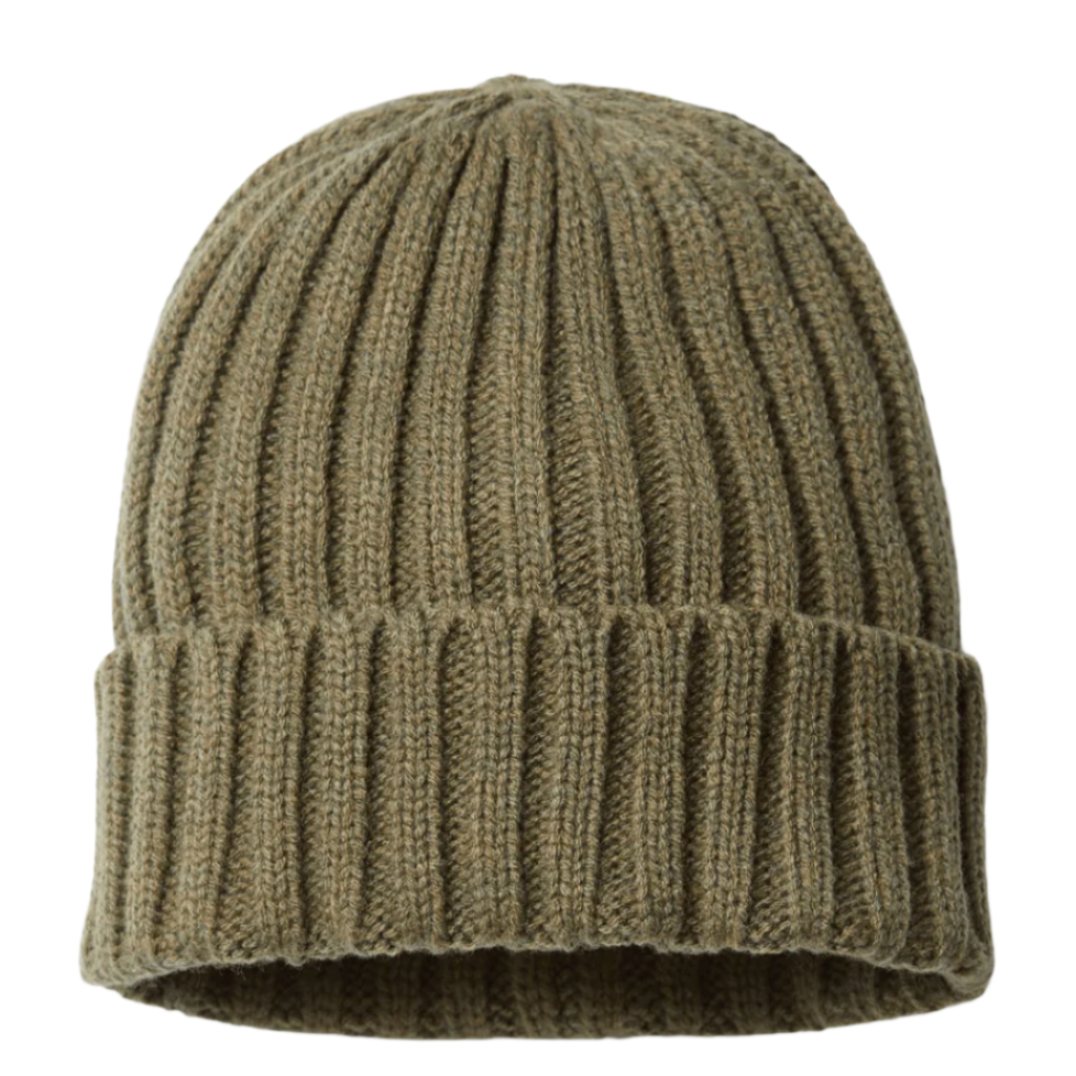 SHORE – Sustainable Recycled Cable Knit Beanie | Custom Beanies with Your Logo in Bulk-Olive-Dekni-Creations