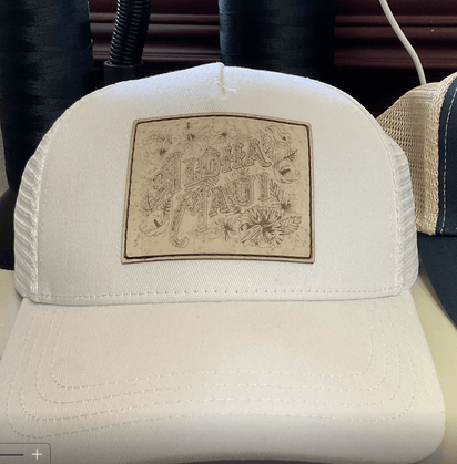 Aloha Maui Eco Trucker Hat – Engraved Cork Patch, Organic Cotton & Recycled Polyester (Wholesale)