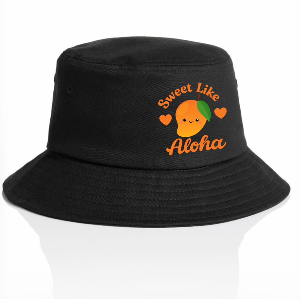 Sweet Like Aloha Kids Bucket Hat – Cotton with Mango Design