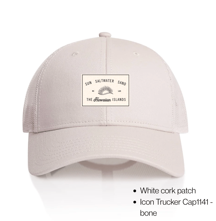 Sun Saltwater Sand White Cork Patch Trucker Cap