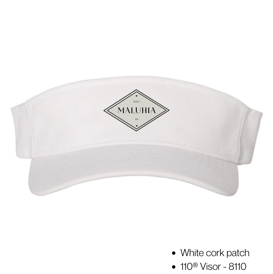 Maluhia White Visor – Cork Patch Cool &amp; Dry Performance Fit