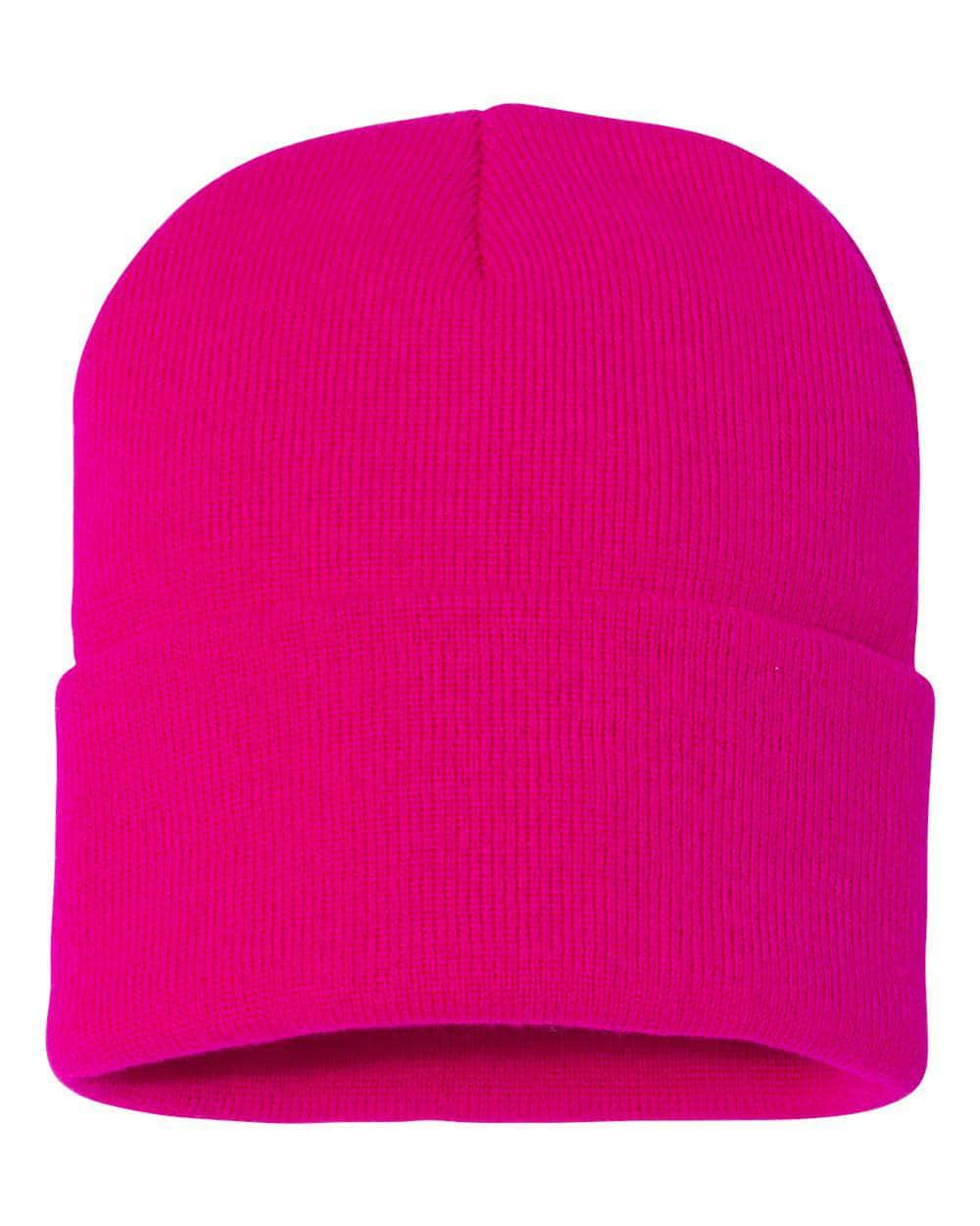 Sportsman SP12 – Solid Knit Beanie Stocking Cap | Custom Beanies with Your Logo in Bulk-Neon Fushia-Dekni-Creations