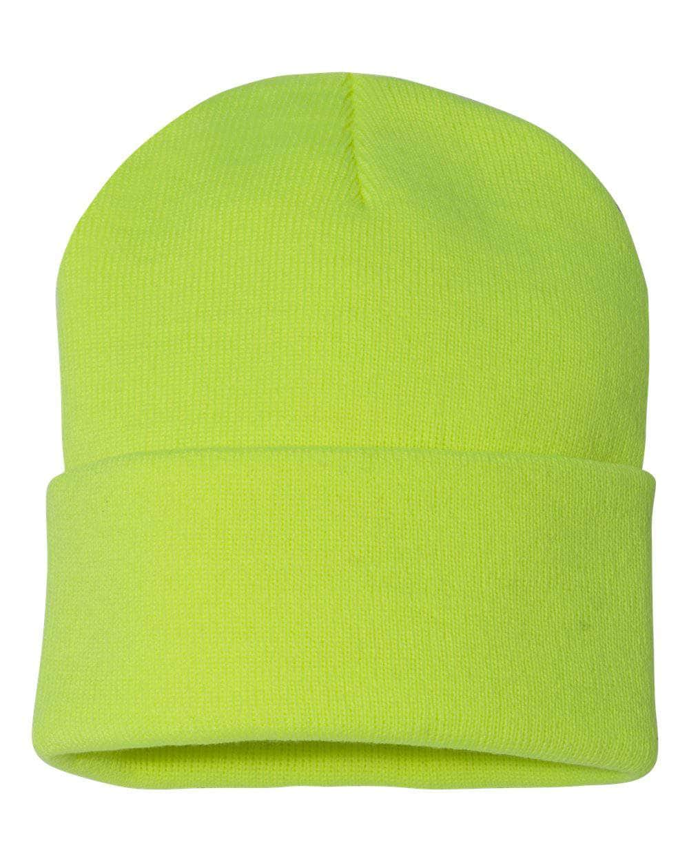 Sportsman SP12 – Solid Knit Beanie Stocking Cap | Custom Beanies with Your Logo in Bulk-Neon Yellow-Dekni-Creations