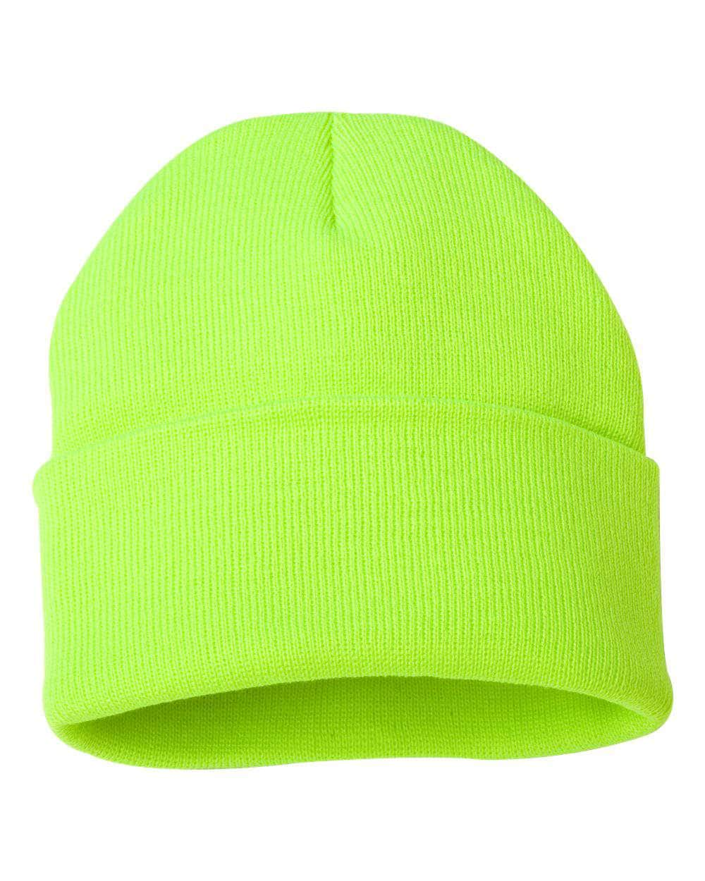 Sportsman SP12 – Solid Knit Beanie Stocking Cap | Custom Beanies with Your Logo in Bulk-Safety Yellow-Dekni-Creations