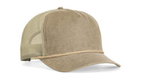 khaki Richardson Bachelor 939 5-Panel Washed Cotton Rope Snapback Hat with custom logo in leather patch and embroidery in bulk