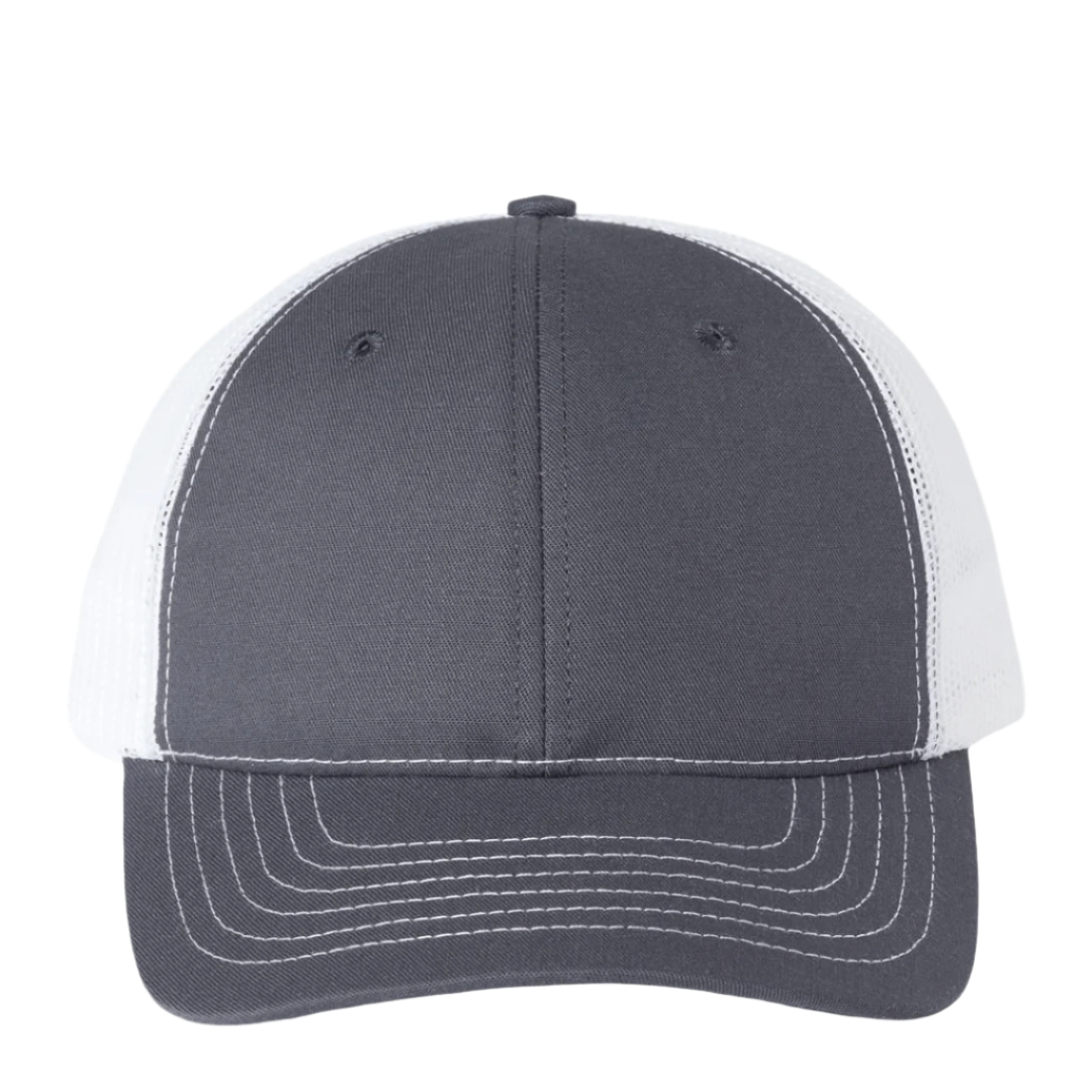 USA100 – Made in USA Trucker Hat | Custom Hats with Your Logo in Bulk-Charcoal/White-Dekni-Creations