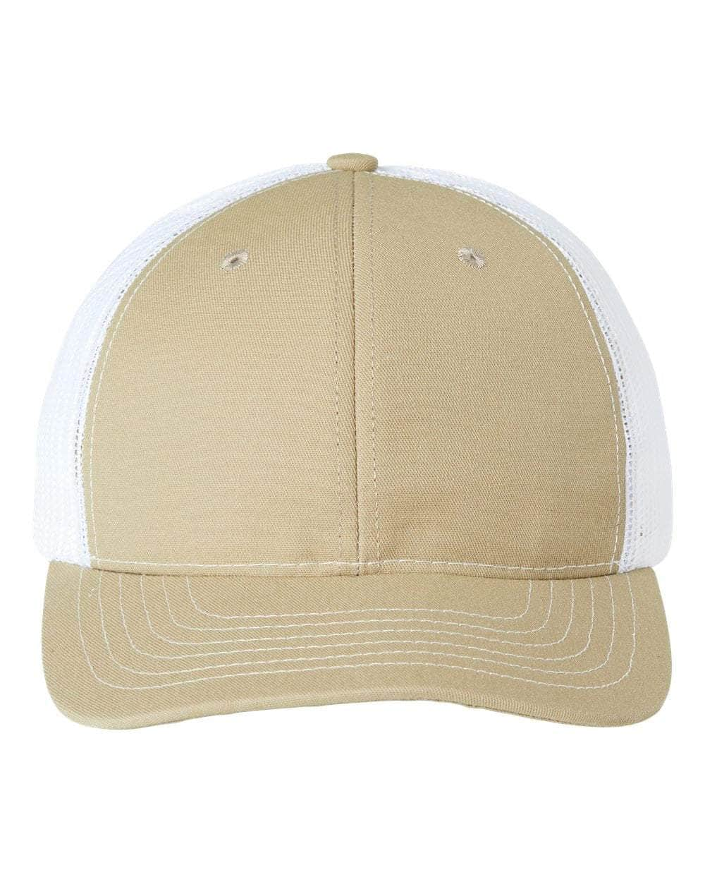 USA100 – Made in USA Trucker Hat | Custom Hats with Your Logo in Bulk-Khaki/White-Dekni-Creations