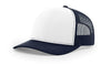 white navy custom designed richardson 112 trucker hat decorate with leather patch or embroidery with your logo online in bulk in the usa