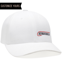 White 6789M Yupoong Curved Visor Snapback Cap for custom laser engraved leather patch & promotional Embroidery