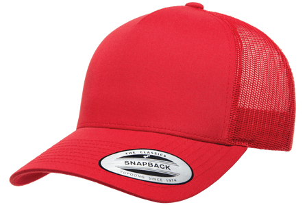 Yupoong 6506(T) – 5-Panel Trucker Hat | Custom Hats with Your Logo in Bulk-Red-Dekni-Creations