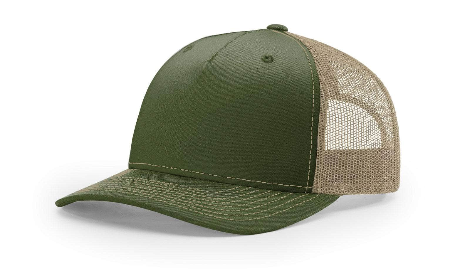 Army Olive Tan Richardson 112FP Low Profile Trucker Hat Blank for Customizing With Your Logo In Bulk by Dekni Creations