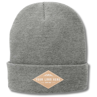 CP90L Port & Company® – Fleece-Lined Cuffed Knit Beanie | Custom Hats with Your Logo in Bulk-woven-patch-Dekni Creations Inc.