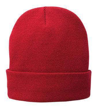 CP90L Port & Company® – Fleece-Lined Cuffed Knit Beanie | Custom Hats with Your Logo in Bulk-Athletic Red-Dekni-Creations