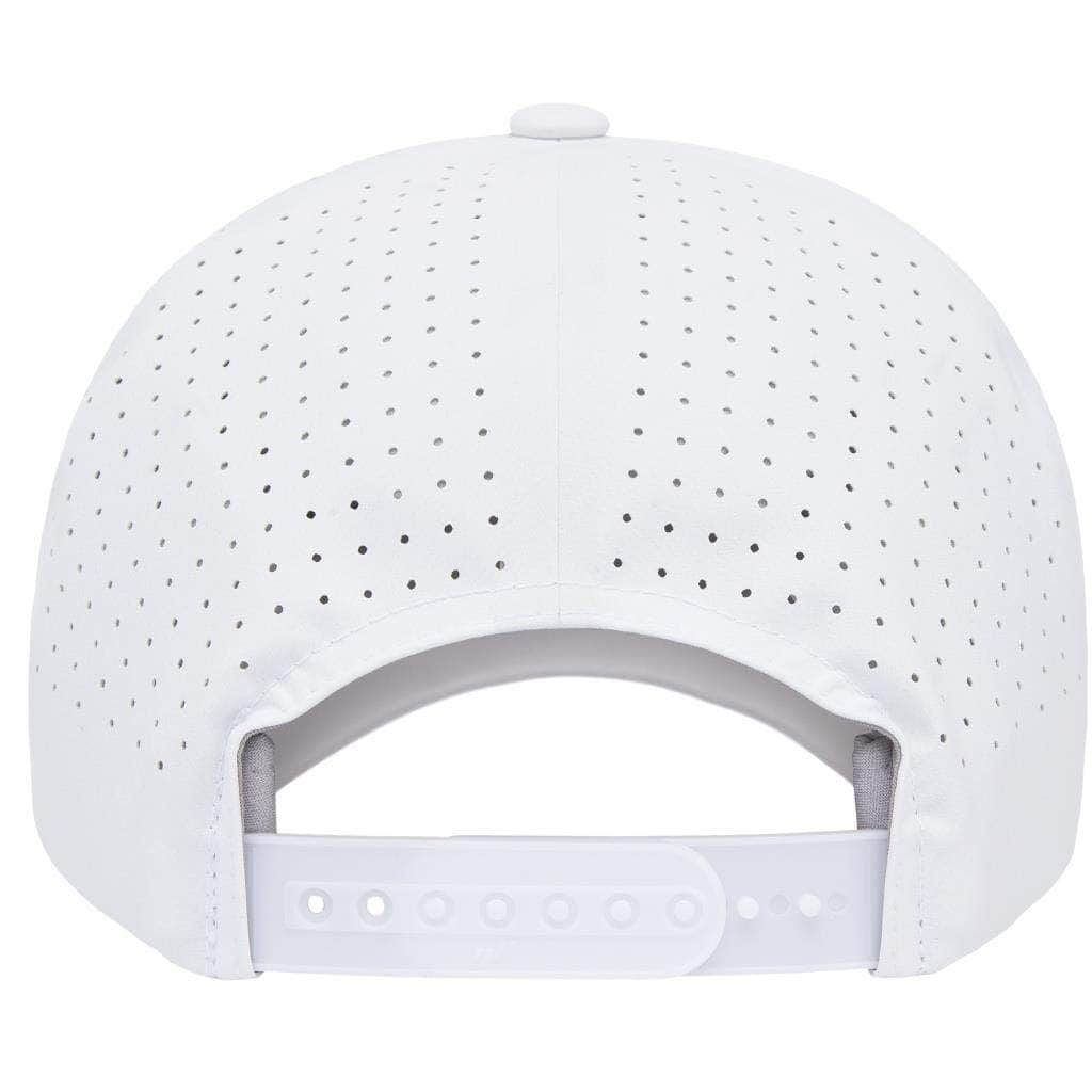 back white Stretch Mesh Flexfit - Delta® Snapback Perforated Cap - 180AP - Stain Block Technology - Anti-bacterial inside seam tape Structured, six stitch-free seamless panels, low-profile