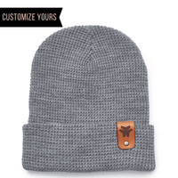 best quality personalized C05-A waffle knit beanies with leather tag online