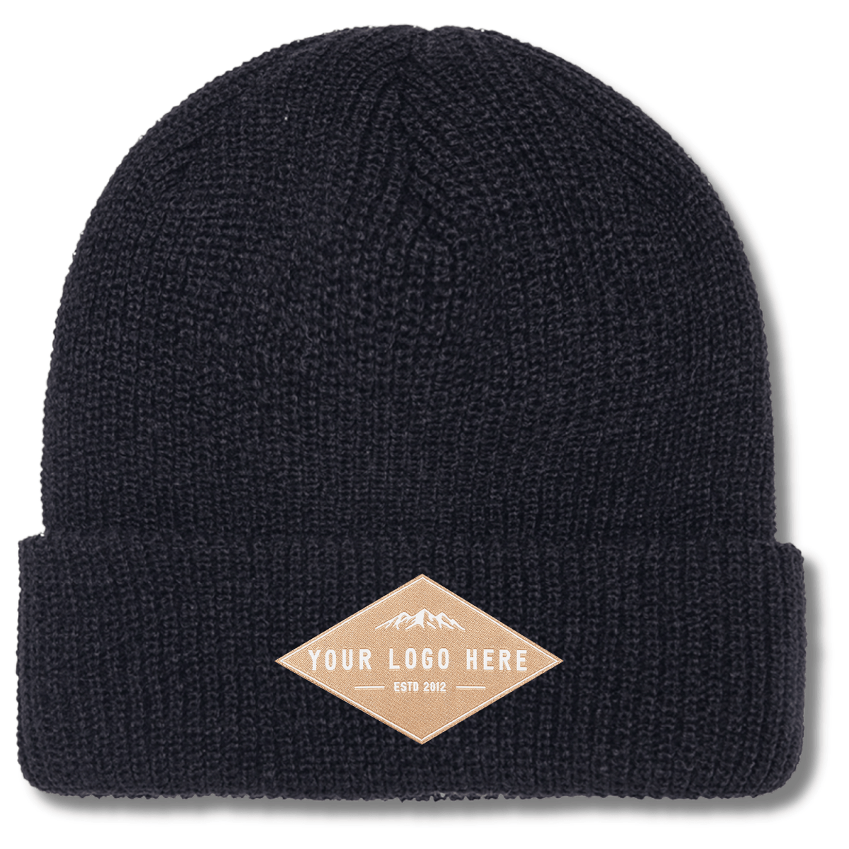 Flexfit 1545K – Ribbed Knit Beanie | Custom Beanies with Your Logo in Bulk-woven-patch-Dekni Creations Inc.