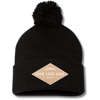 Sportsman SP15 – Knit Pom Beanie Stocking Cap | Custom Beanies with Your Logo in Bulk-woven-patch-Dekni Creations Inc.