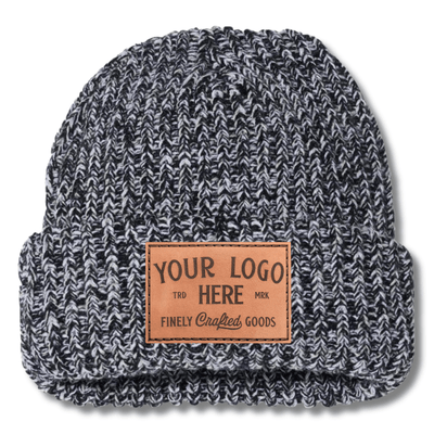 Sportsman SP90 – Chunky Knit Extra Thick Beanie | Custom Beanies with Your Logo in Bulk-leather-patch-Dekni Creations Inc.