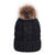 black custom tag TOPTIE Knit Hat Faux Fur Pom Pom Beanie Hat Winter Fleece Lined extra warm Cable knit removable pom 
