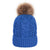 blue custom tag TOPTIE Knit Hat Faux Fur Pom Pom Beanie Hat Winter Fleece Lined extra warm Cable knit removable pom 