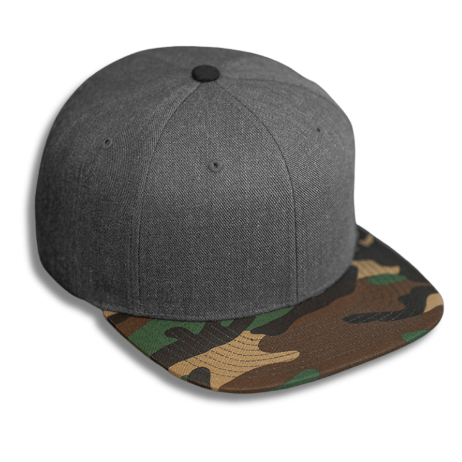 BLVNK C51 W High Profile Wool Flat Bill Hat Heather Charcoal Camo Blank for Bulk Customization by Dekni Creations