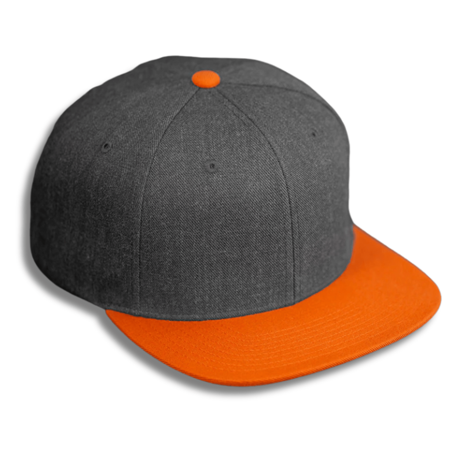 BLVNK C51 W High Profile Wool Flat Bill Hat Heather Charcoal Orange Blank for Bulk Customization by Dekni Creations