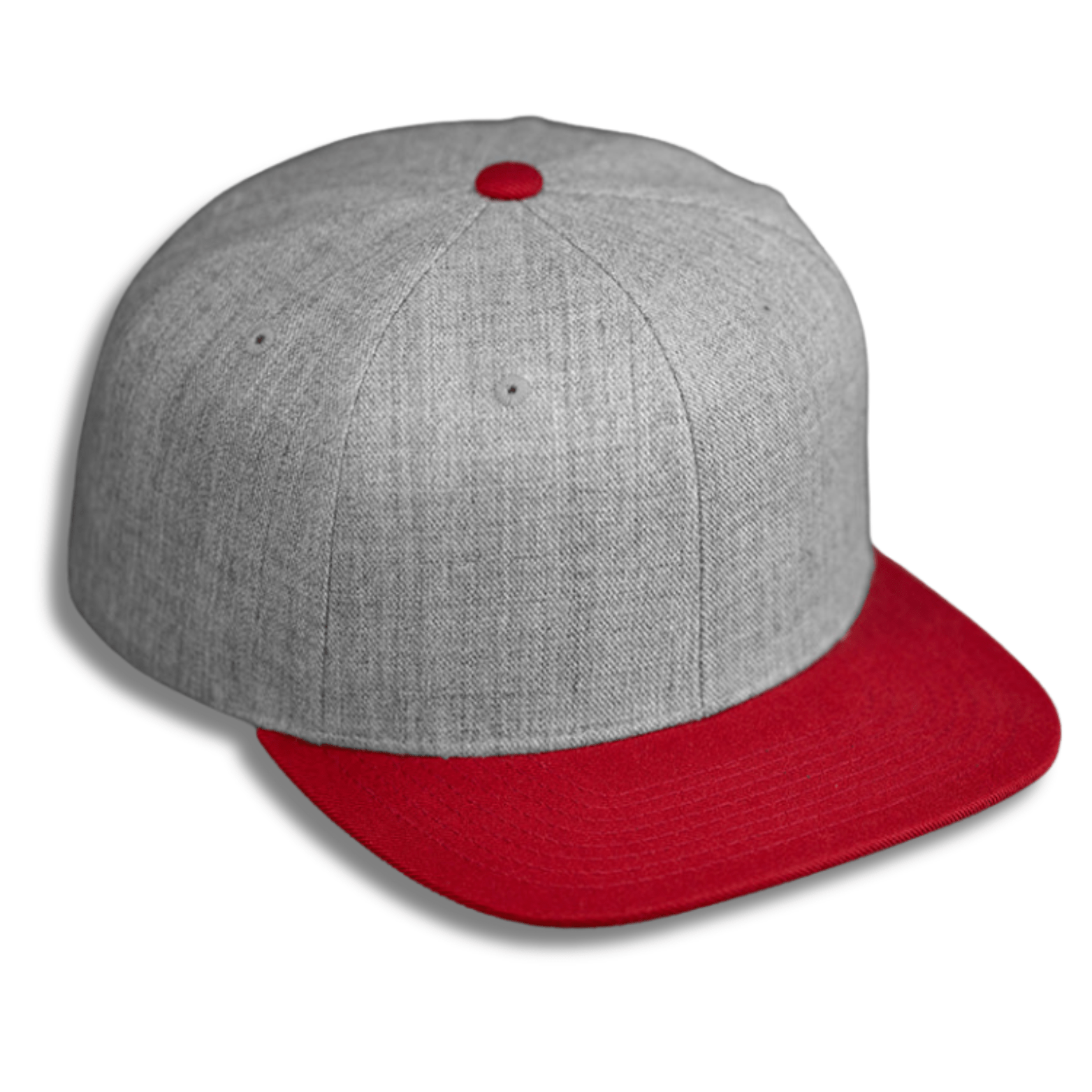 BLVNK C51 W High Profile Wool Flat Bill Hat Heather Grey Red Blank for Bulk Customization by Dekni Creations