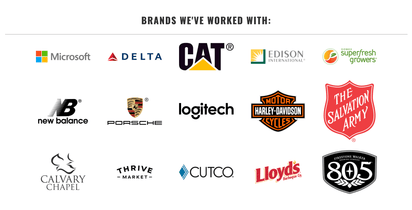 brands we've worked with Microsoft Delta airlines, CAT construction, So Cal Edison, Superfresh Growers, New Balalnce, Porsche, Logitech, Harley Davidson, Thrive Market custom hats and leather keychains made by dekni creations in the USA