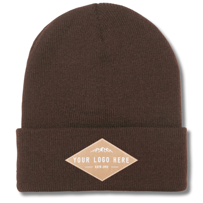Yupoong 1501KC – Cuffed Knit Beanie | Custom Beanies with Your Logo in Bulk-woven-patch-Dekni Creations Inc.