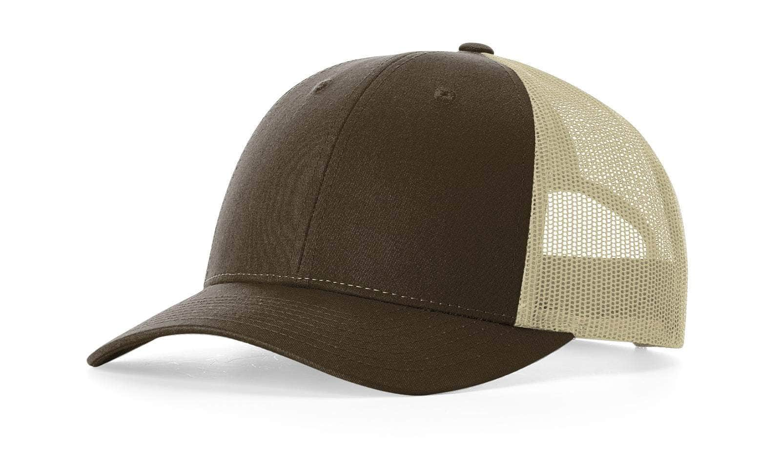 brown khaki richardson 115 low profile trucker customizable hats in bulk online with your logo for business