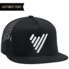 bulk 6006 black yupoong trucker flat bill hats 5 panel snapback with custom embroidery logo for business stitched in usa