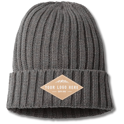 SHORE – Sustainable Recycled Cable Knit Beanie | Custom Beanies with Your Logo in Bulk-woven-patch-Dekni Creations Inc.