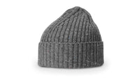 speckled charcoal merino wool beanie custom promotional Embroidery and Laser engraved leather patch