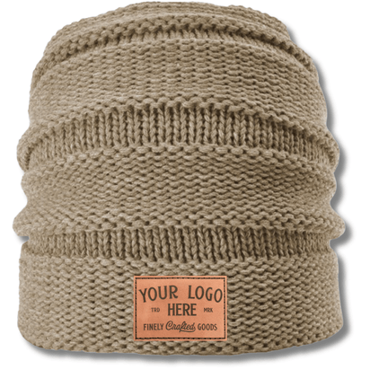 Richardson 145 – Scrunch Slouch Beanie | Custom Beanies with Your Logo in Bulk-leather-patch-Dekni Creations Inc.