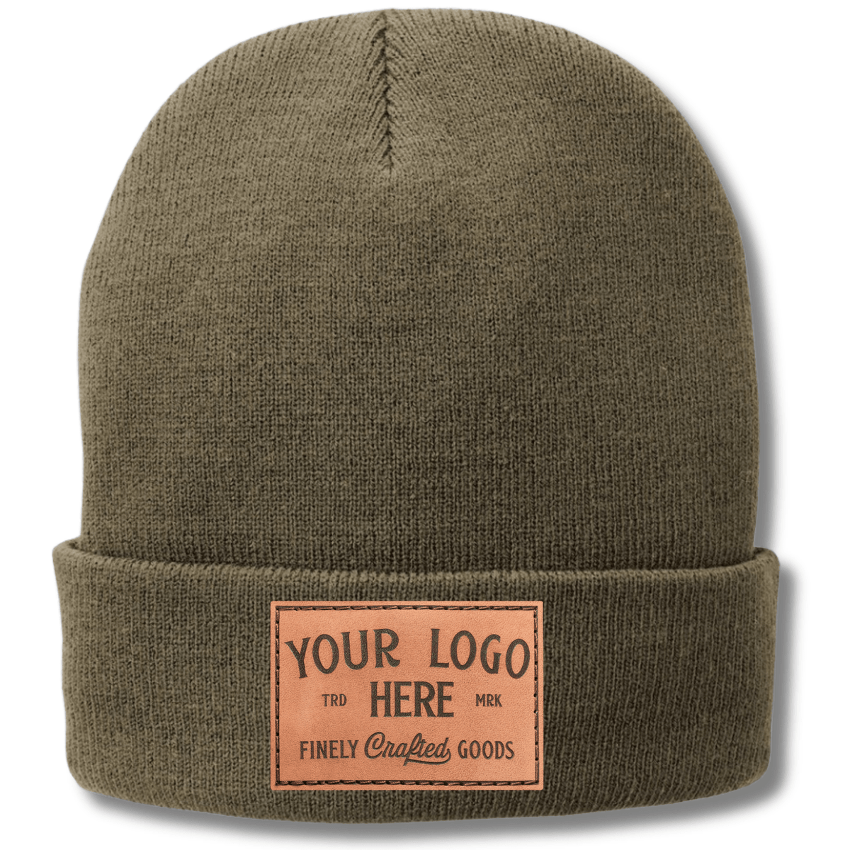 CP90L Port & Company® – Fleece-Lined Cuffed Knit Beanie | Custom Hats with Your Logo in Bulk-leather-patch-Dekni Creations Inc.