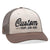 Cream brown Richardson 115 custom embroidered low profile trucker hat with your logo by Dekni Creations