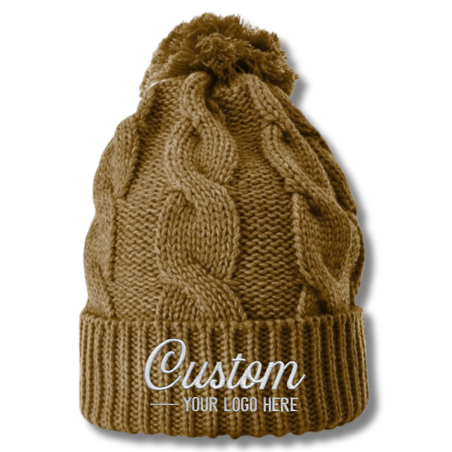 Richardson 141 – Chunk Twist Knit Cuffed Beanie with Pom | Custom Beanies with Your Logo in Bulk