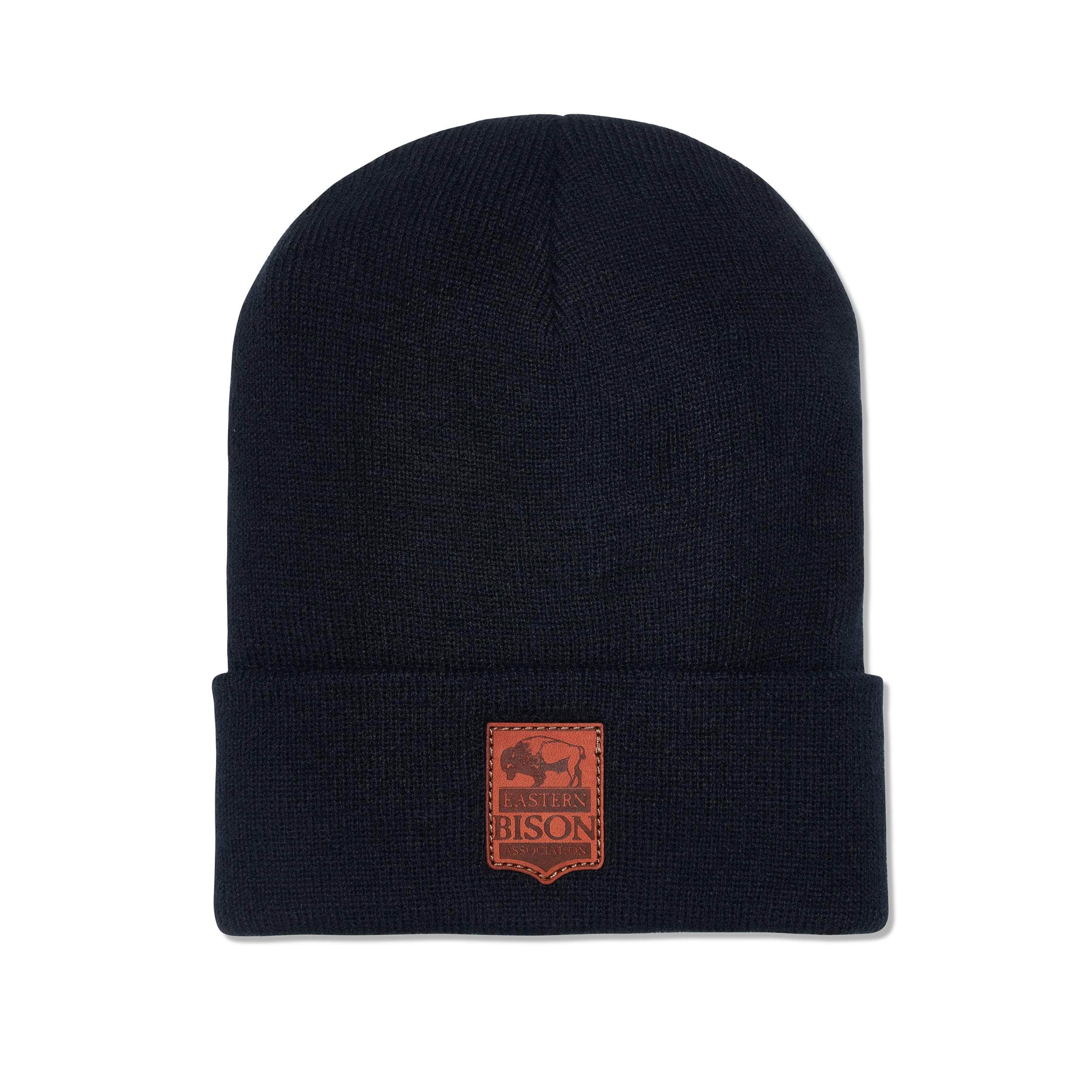 custom leather tag beanies