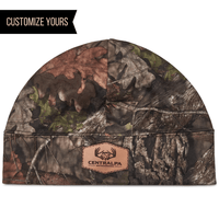 custom camo 121 richarson beanie winter cap with etched custom logo leather patch for hunting made in usa