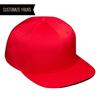 Red 6 Panel Perforated Performance Custom Snapback cap Embroidery engraved leather patch