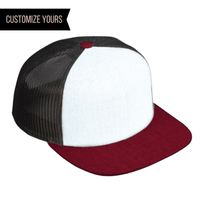 customizable logo white maroon trucker hat