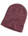 custom uncuffed Ribbed Marled beanie stocking cap with logo patch ba524 red