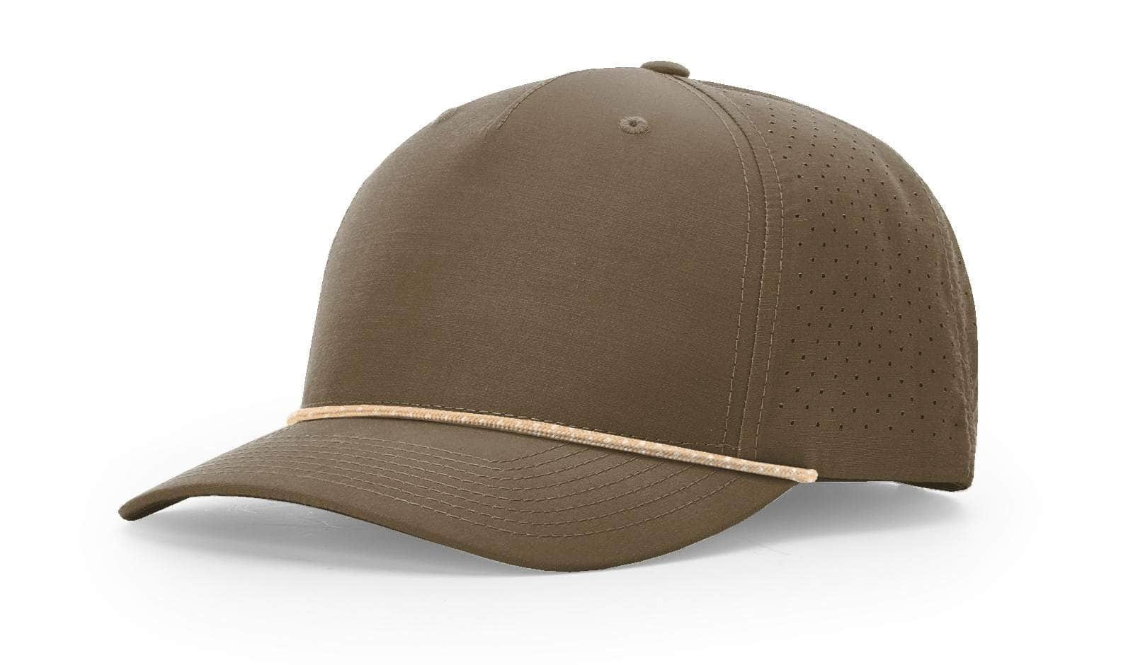 dark loden tannin grey Richardson 355 | LASER PERFORATED PERFORMANCE ROPE CAP five-panel Mid profile Snapback Lightweigth Stay-Dri moisture managment technology laser perforated for enhanced airflow