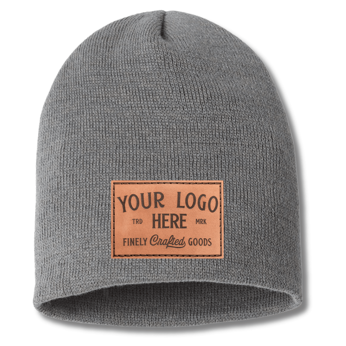 Cap America SKN28 – Made in USA Sustainable Recycled Beanie | Custom Beanies with Your Logo in Bulk-leather-patch-Dekni Creations Inc.
