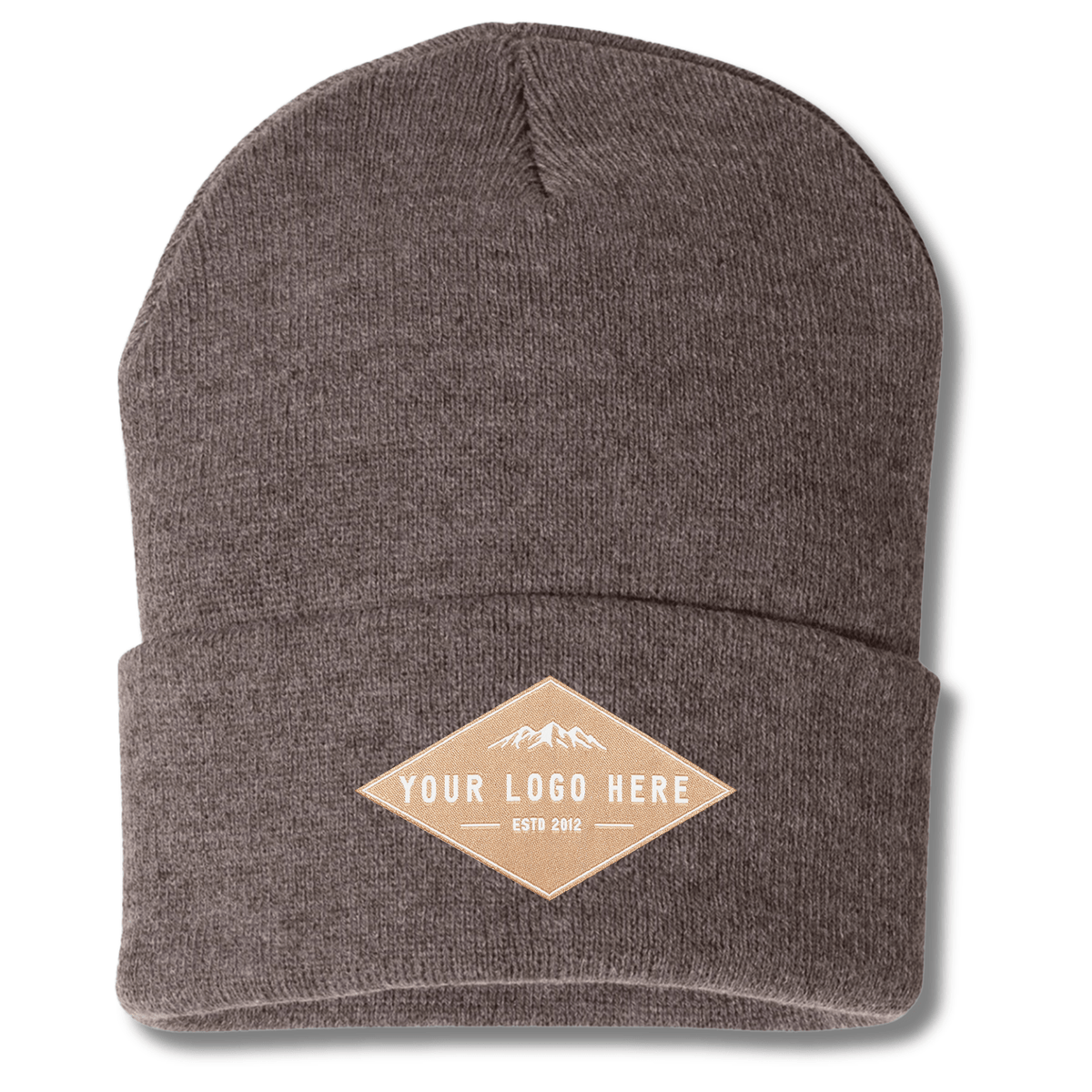 Sportsman SP12 – Solid Knit Beanie Stocking Cap | Custom Beanies with Your Logo in Bulk-woven-patch-Dekni Creations Inc.