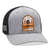 Heather grey black Flexfit 6311 custom patch trucker hat with your logo by Dekni Creations