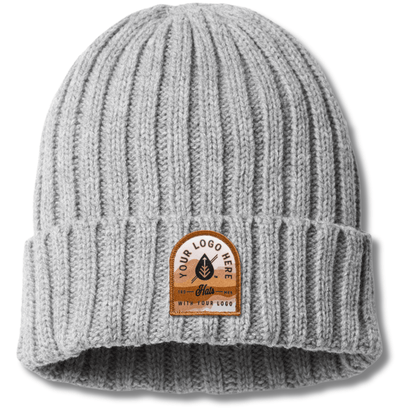 SHORE – Sustainable Recycled Cable Knit Beanie | Custom Beanies with Your Logo in Bulk-printed-patch-Dekni Creations Inc.
