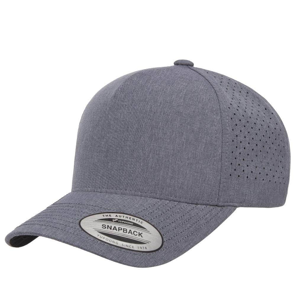 5389AP Yupoong – 5-Panel High-Profile Perforated Snapback Cap | Custom Hats with Your Logo in Bulk-Heather Grey-Dekni-Creations