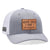 Heather grey white Richardson 112 youth custom leather patch trucker hat with your logo by Dekni Creations